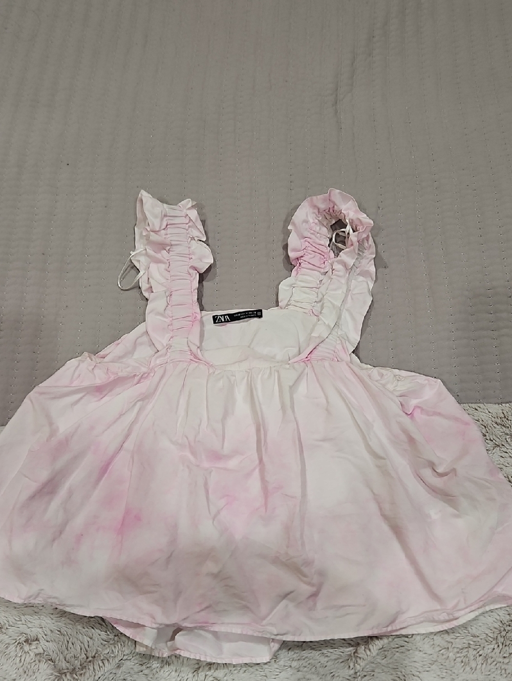Zara Pale Pink Ruffle-Strap Babydoll Tank